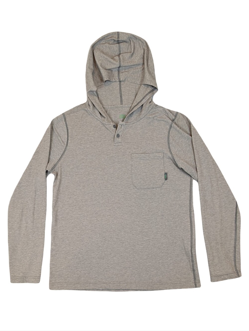 Stio Tipton Tech Hoodie Henley Men's Medium Gray Hiking Lightweight T-Shirt